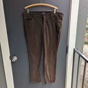 NYDJ Womens Petite Corduroy Skinny Pants Size 16P Dark Brown High rise Alina